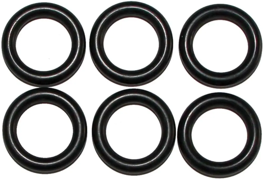 Sechs schwarze O-Ringe, die zur Dichtung von Verbindungselementen in der Heiztechnik verwendet werden, kompatibel mit Wolf Heizsystemen.